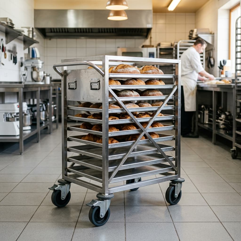 Stainless steel bakery tray trolley and utility cart